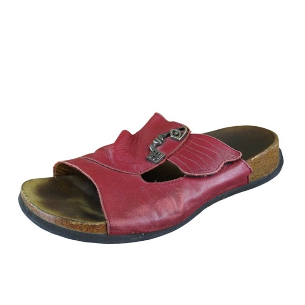Think! Mizzi Women Slide Sandals Size 40 Casual Comfort Red Leather